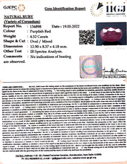 4.52/CT Natural Mozambique Ruby with Govt. Lab Certificate-(7881)